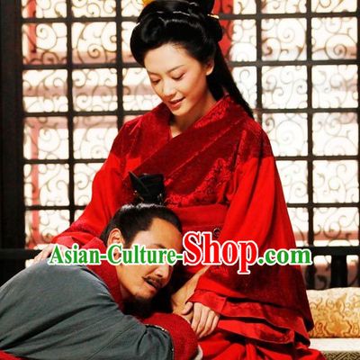 Chinese Empress Style Hanfu Dress Authentic Clothes Culture Costume Han Dresses Traditional National Dress Clothing and Headdress Complete Set for Women