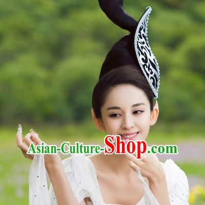 Ancient Chinese Traditional Style Fairy Black Wigs and Hairpins for Women Girls