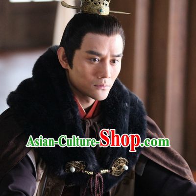 Ancient Chinese Traditional Style Black Hair Wigs and Headpieces for Young Men