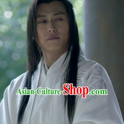 Ancient Chinese Traditional Style Long Black Hair Wigs for Young Men