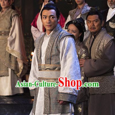 Ancient Chinese Style Kung Fu Master Dress Authentic Clothes Culture Costume Han Dresses Traditional National Dress Clothing and Headdress Complete Set
