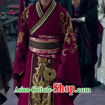 Ancient Chinese Style Emperor Costume Dress Authentic Clothes Culture Han Dresses Traditional National Dress Clothing and Headdress Complete Set