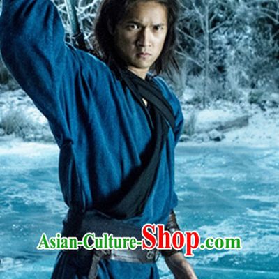 Ancient Chinese Style Kung Fu Costume Dress Authentic Clothes Culture Han Dresses Traditional National Dress Clothing and Headdress Complete Set