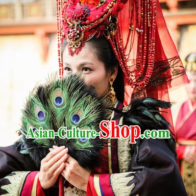 Ancient Chinese Traditional Empress Peacock Fan