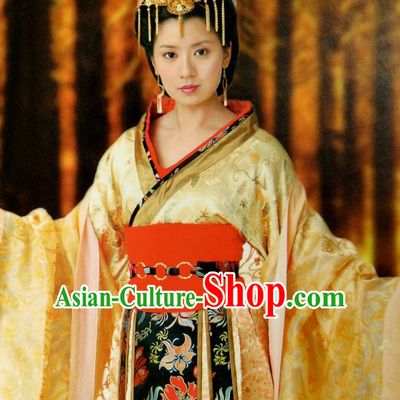 Ancient Chinese Style Princess Costumes Dress Authentic Clothes Culture Han Dresses Traditional National Dress Clothing and Headpieces Complete Set