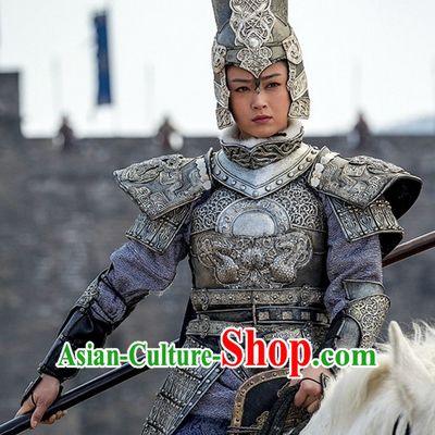 Ancient Chinese Style Body Armor Costumes Dress Authentic Clothes Culture Han Dresses Traditional National Dress Clothing and Headpieces Complete Set for Men