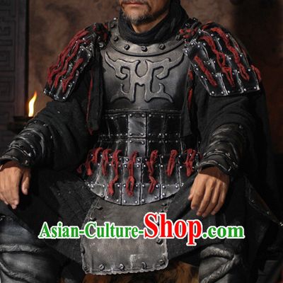 Ancient Chinese Style General Body Armor Costumes Dress Authentic Clothes Culture Traditional National Clothing and Headpieces Complete Set for Men