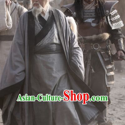 Ancient Chinese Style Hanfu Costumes Dress Authentic Clothes Culture Traditional National Clothing and Headpieces Complete Set for Old Men