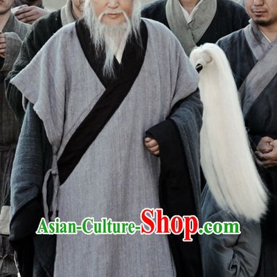 Ancient Chinese Style Hanfu Costumes Dress Authentic Clothes Culture Traditional National Clothing and Headpieces Complete Set for Old Men