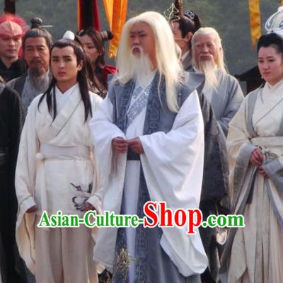 Ancient Chinese Style Kung Fu Masteri Costumes Dress Authentic Clothes Culture Traditional National Clothing Complete Set for Old Men