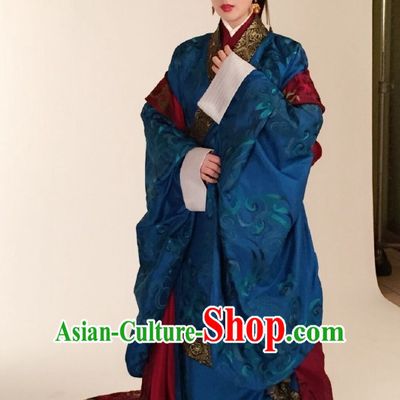 Ancient Chinese Style Princess Hanfu Costumes Dress Authentic Clothes Culture Han Dresses Traditional National Dress Clothing and Headpieces Complete Set
