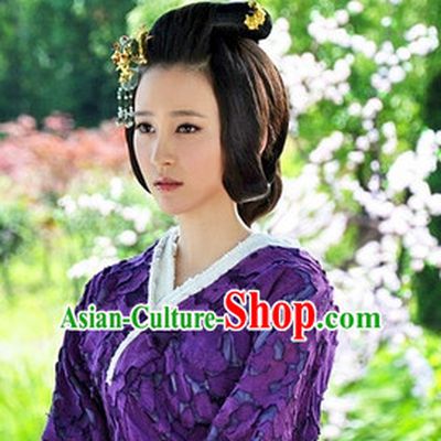 Ancient Chinese Style Palace Princess Black Long Wigs and Headdress