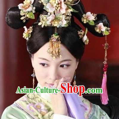 Traditional Chinese Princess Black Wigs and Hair Accessories Complete Set