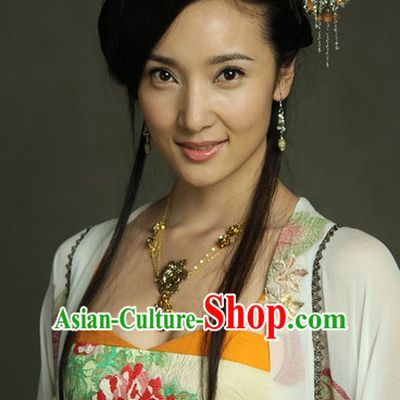 Traditional Chinese Lady Black Wigs and Hair Accessories Complete Set