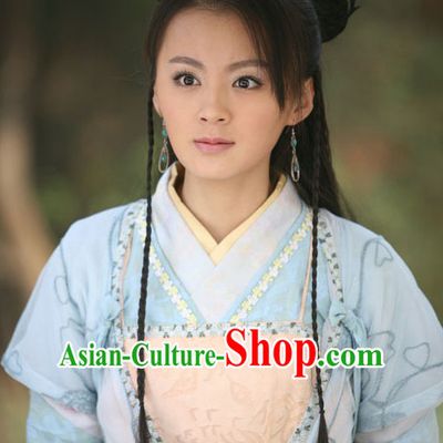 Traditional Chinese Lady Black Wigs and Hair Accessories Complete Set