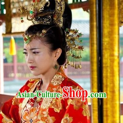 Traditional Ancient Asian Chinese Style Princess Black Wig and Hair Accessories Hairpin Headwear Complete Set