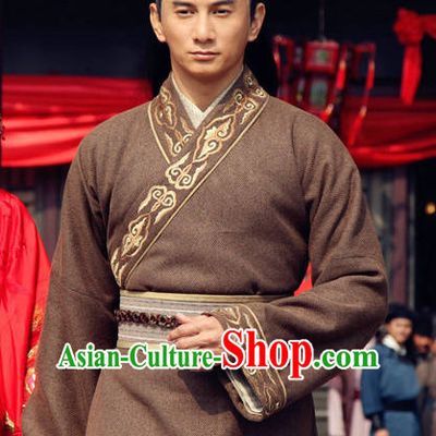 Traditional Chinese Ancient Hanfu Male Robe Clothing Complete Set