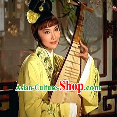 Traditional Ancient Chinese Style Lady Female Black Full Wigs and Headpieces Hair Jewelry Set for Women and Girls