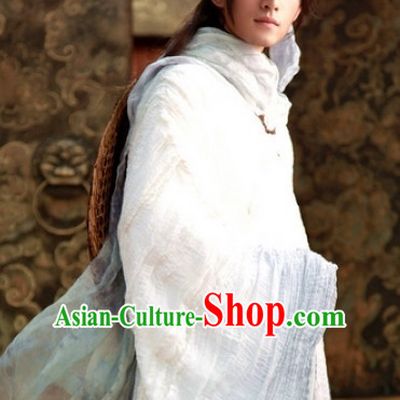Traditional Chinese Ancient White Male Hanfu Suits Complete Set