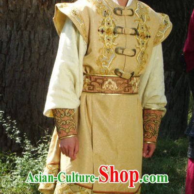 Traditional Chinese Ancient Yellow Male Prince Suits Complete Set