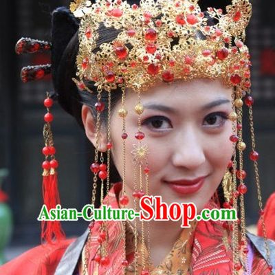 Ancient Chinese Traditional Style Queen Black Male Full Wigs and Hair Jewelry Set