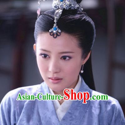 Ancient Chinese Traditional Style Xi Shi Beauty Black Female Full Wigs and Hair Jewelry Set
