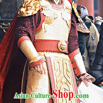 Traditional Chinese Ancient General Samural Body Armor Men Suits and Helmet Complete Set