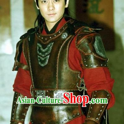 Traditional Chinese Ancient General Samural Body Armor Men Suit and Helmet Complete Set