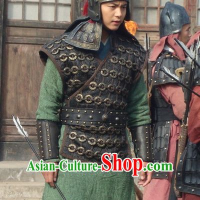 Traditional Chinese Ancient General Samural Body Armor Men Suit and Helmet Complete Set