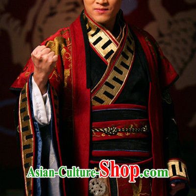Traditional Chinese Ancient Emperor Costumes and Hat Complete Set for Men