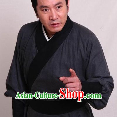 Traditional Chinese Ancient Peasant Costume and Headband Complete Set for Men