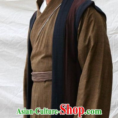 Traditional Chinese Ancient Teacher Painter Calligrapher Costumes and Headband Complete Set for Men