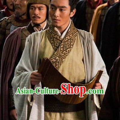 Traditional Chinese Ancient Prime Minister Hanfu Long Robe Complete Set for Men