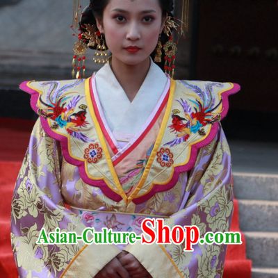 Traditional Chinese Ancient Queen Costumes and Hairpieces Complete Set for Women
