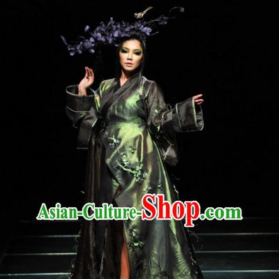 Asian Chinese Fashion Custom Tailored Custom Make Made to Order Chinese Style Custom Made Professional Stage Performance Costumes and Hair Decoration Complete Set