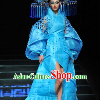 Asian Chinese Fashion Custom Tailored Custom Make Made to Order Chinese Style Fantasy Custom Made Professional Stage Performance Costumes and Hair Decoration Headwear Complete Set
