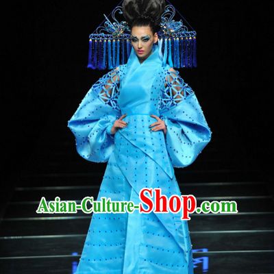 Asian Chinese Fashion Custom Tailored Custom Make Made to Order Chinese Style Fantasy Custom Made Professional Stage Performance Costumes and Hair Decoration Headwear Complete Set