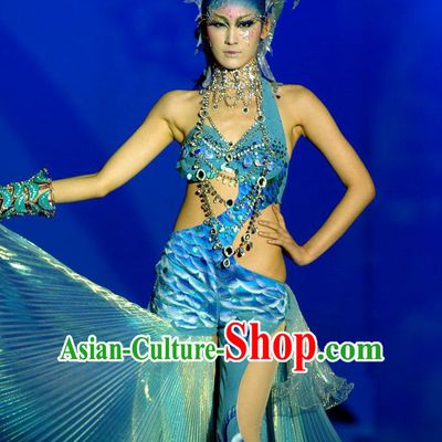 Asian Chinese Fashion Custom Tailored Custom Make Made to Order Chinese Style Fantasy Custom Made Professional Stage Performance Costumes and Hair Decoration Headwear Complete Set