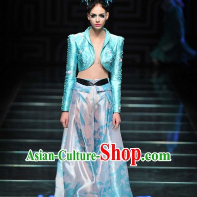 Asian Chinese Fashion Custom Tailored Custom Make Made to Order Chinese Style Fantasy Custom Made Professional Stage Performance Costumes and Hair Decoration Headwear Complete Set