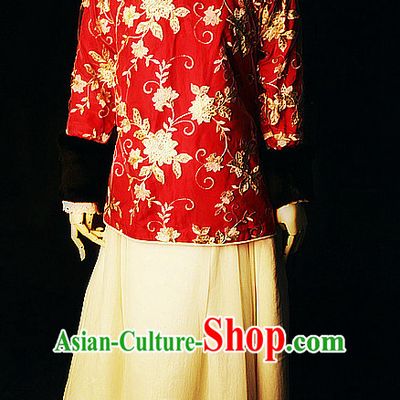 Chinese Traditional Mandarin Minguo High Collar Wedding Dresses Complete Set for Women Girls