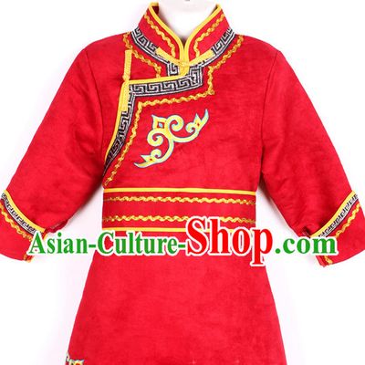 Chinese Traditional Ethnic Mongolian Dresses Complete Set for Girls Boys