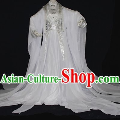 Ancient Chinese Imperial Royal White Hanfu Clothing Complete Set for Women