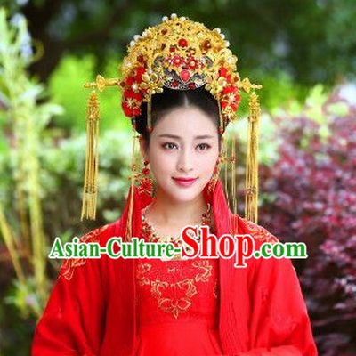 Chinese Traditional Bridal Hair Accessories Hair Sticks Hair Ornaments Chopsticks Gold Hair Pins Hairsticks Oriental Asian Head Jewellery Hair Clips Hair pIeces Hair Style