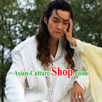 Chinese Traditional Black Male Long Wig and Hair Sticks Hair Ornaments Chopsticks Gold Hair Pins Hairsticks Oriental Asian Head Jewellery Hair Clips Hair pIeces Hair Style