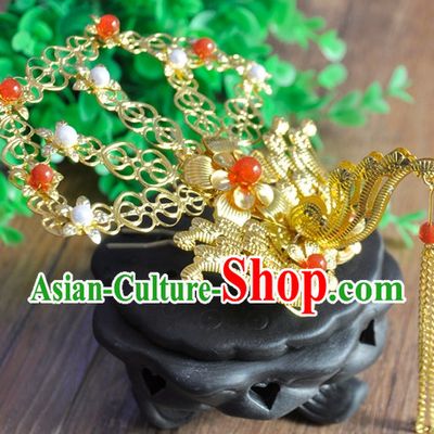Chinese Traditional Ancient Imperial Hair Sticks Hair Ornaments Chopsticks Gold Hair Pins Hairsticks Oriental Asian Head Jewellery Hair Clips Hair pIeces Hair Style