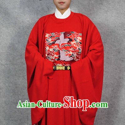 Red Chinese Official Costumes and Hat Complete Set for Men