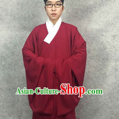 Ming Dynasty Chinese Scholar Male Costumes and Hat Complete Set for Men