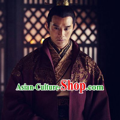 Ancient Chinese Emperor Clothes and Hat Complete Set for Men