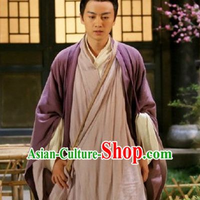 Ancient Chinese Wuxia Drama Knight Clothes Complete Set for Men