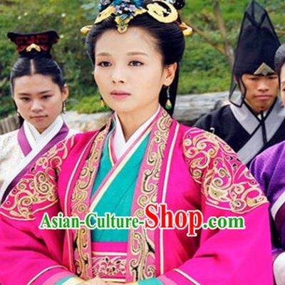Ancient Traditional Chinese Style Empress Garment Dresses and Headgear Complete Set for Women